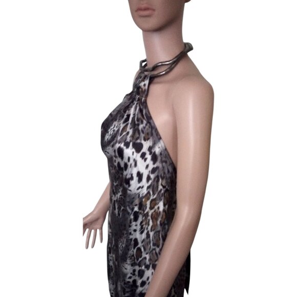 Rachael G. Satin Animal Print Summer Dress, Size M - Picture 2 of 14